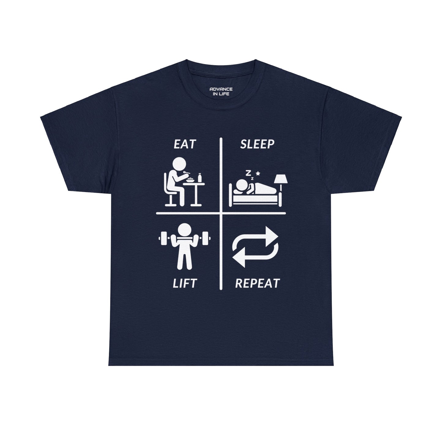 EAT SLEEP LIFT REPEAT - T-Shirt Front Print